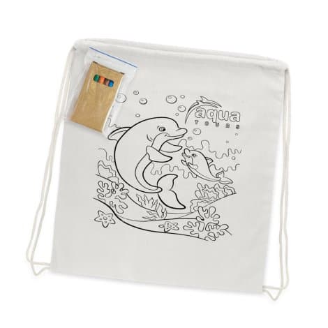Cotton Colouring Drawstring Backpack - Image 1