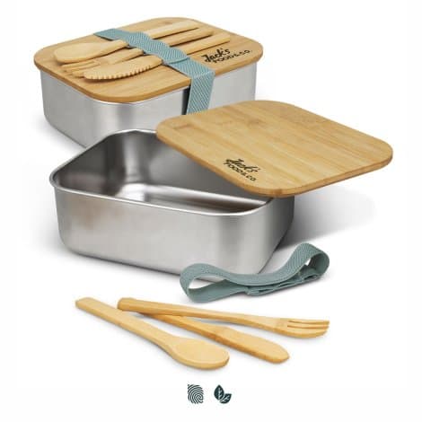 Stainless Steel Lunch Box with Cutlery - Image 1