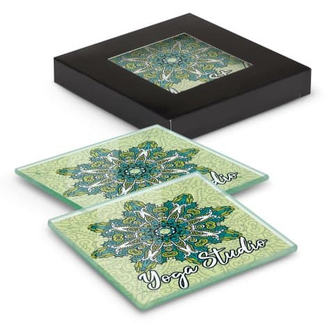 Venice Glass Coaster - Set of 2 - Square - Full Colour - Image 1