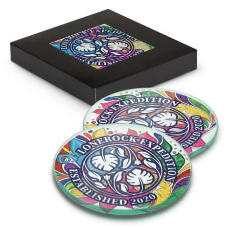 Venice Glass Coaster - Set of 2 - Round - Full Colour - Image 1
