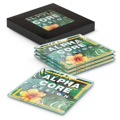Venice Glass Coaster - Set of 4 - Square - Full Colour - Image 1