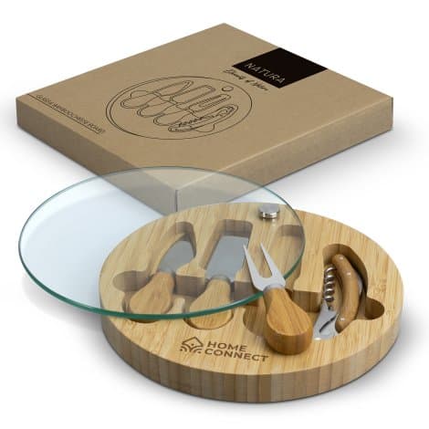 NATURA Glass & Bamboo Cheese Board - Image 1