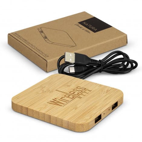 NATURA Bamboo Wireless Fast Charging Hub