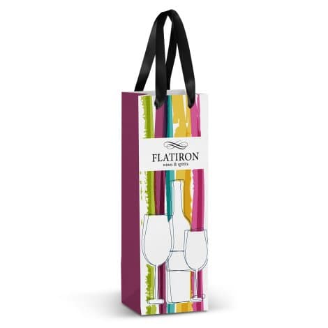 Champagne Ribbon Handle Paper Bag - Full Colour - Image 1