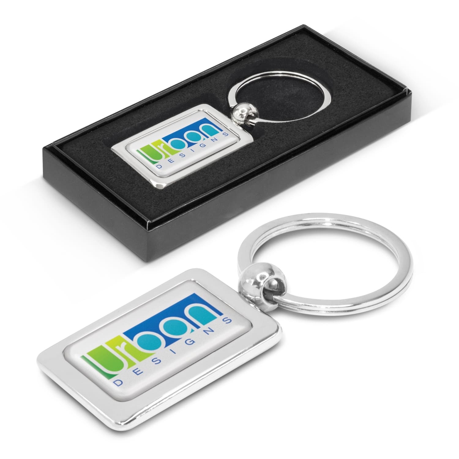 Rectangular Metal Key Ring · Product view