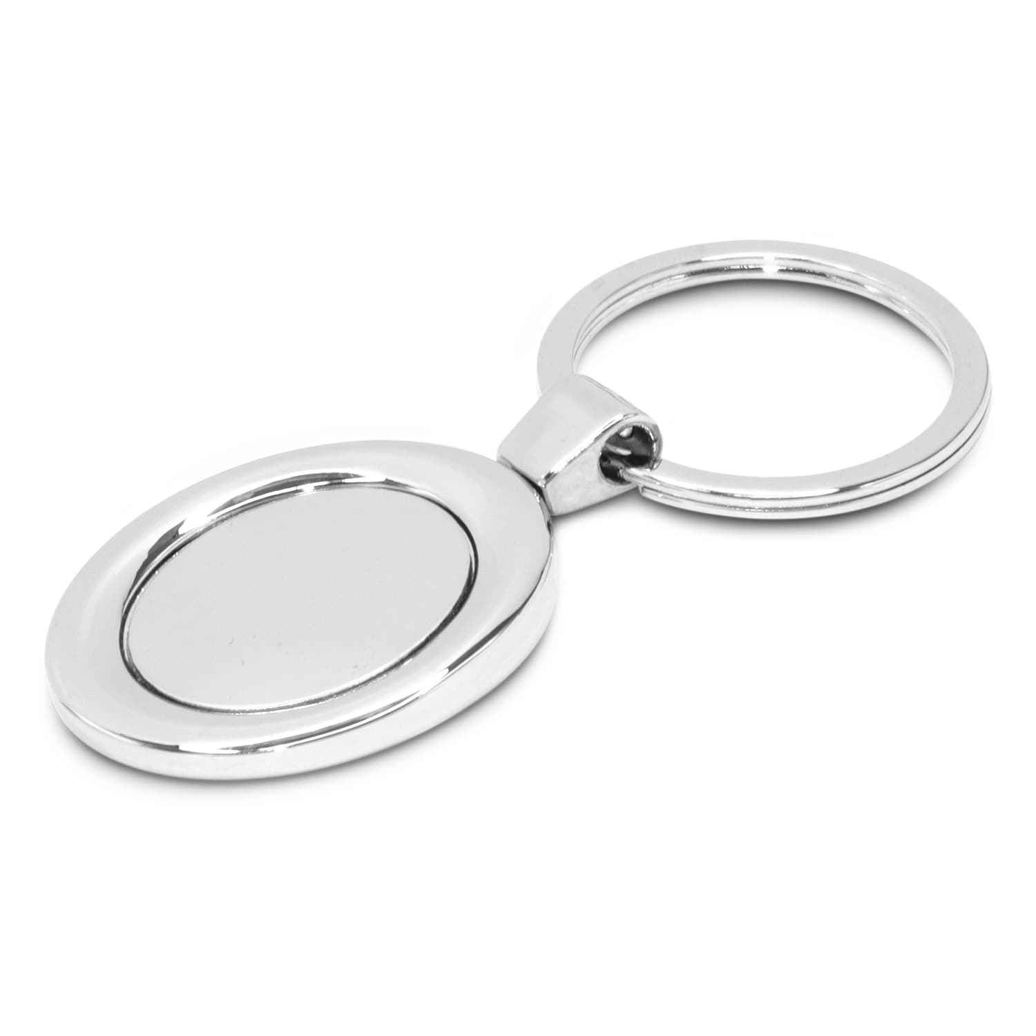 Oval Metal Key Ring · Chrome · front