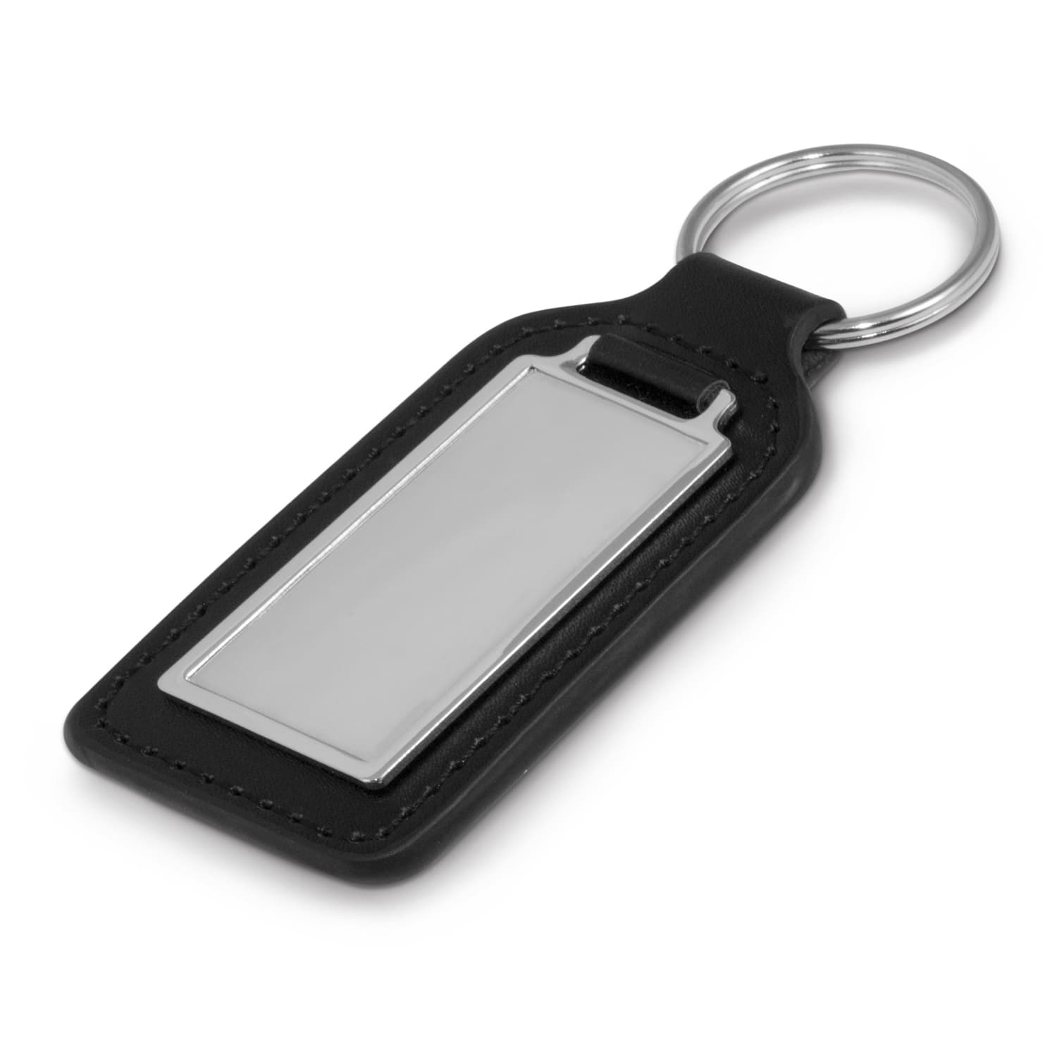 Baron Leather Key Ring - Rectangle · Black/Silver - Rectangle · front
