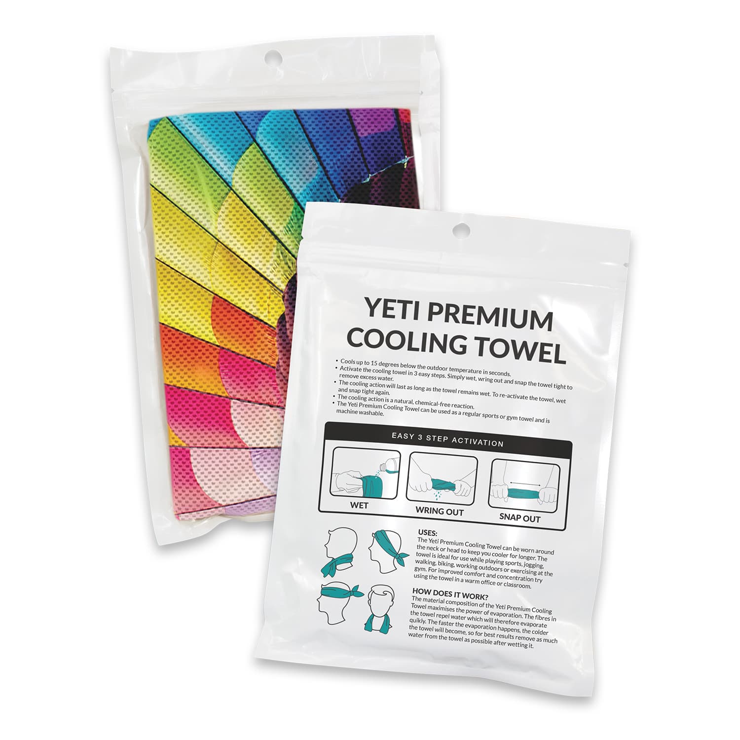 Yeti Premium Cooling Towel - Full Colour - Pouch · Product view