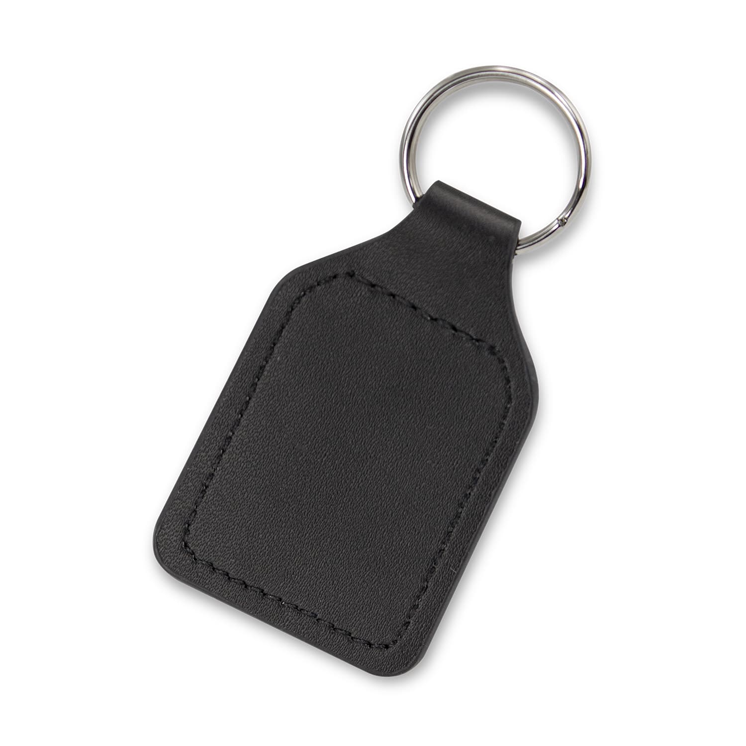 Prince Leather Key Ring - Square · Black · front