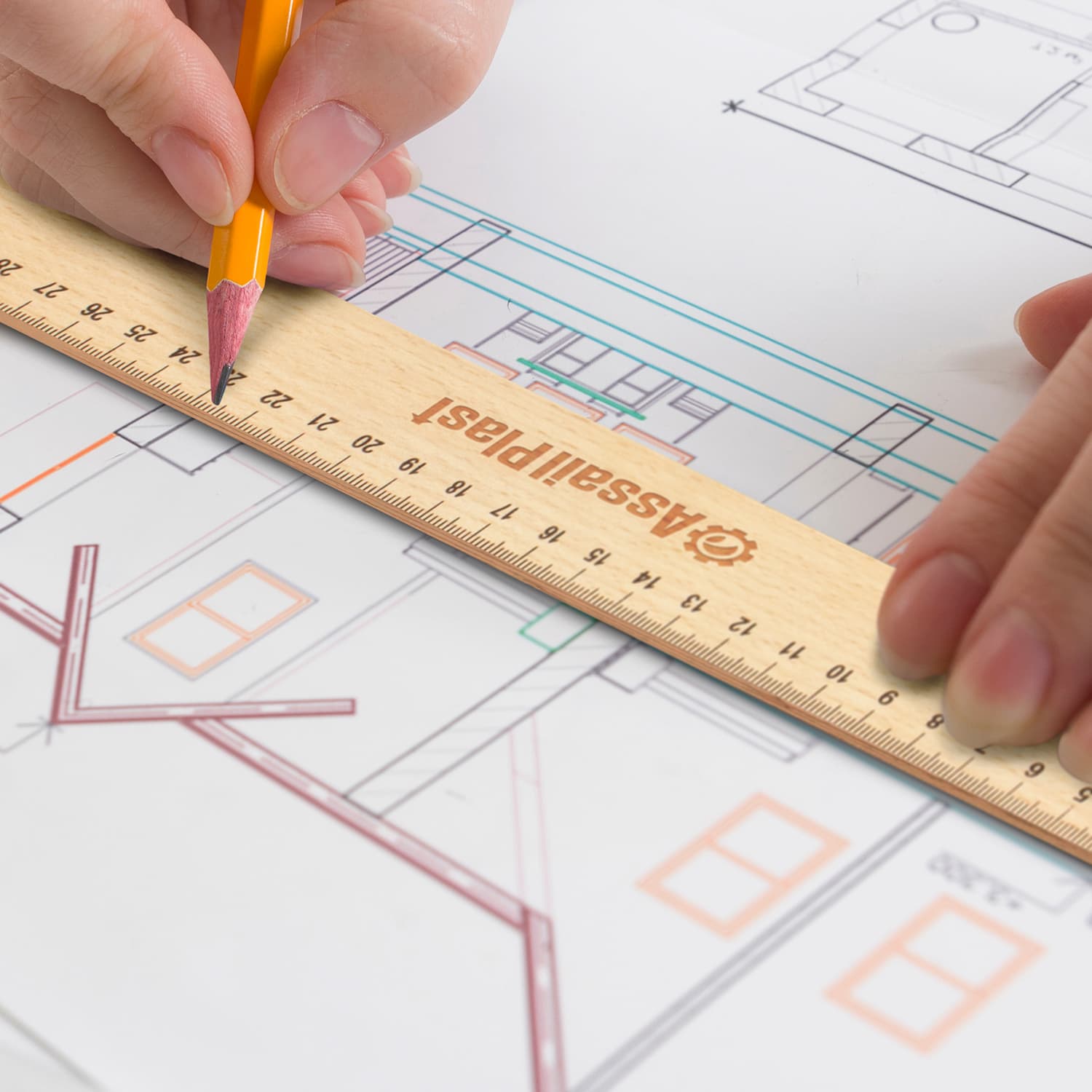 Wooden 30cm Ruler · Product view