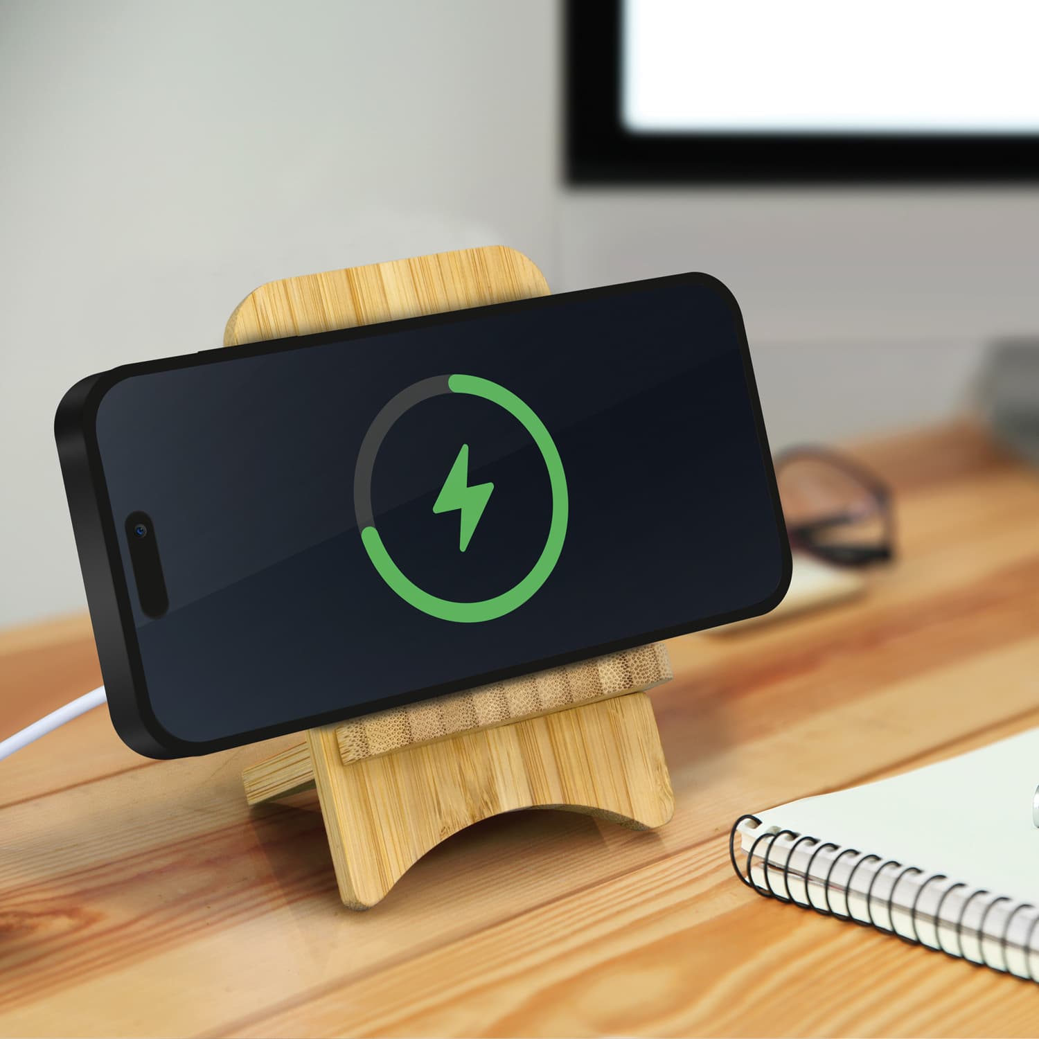 Bamboo Wireless Charging Stand · Product view