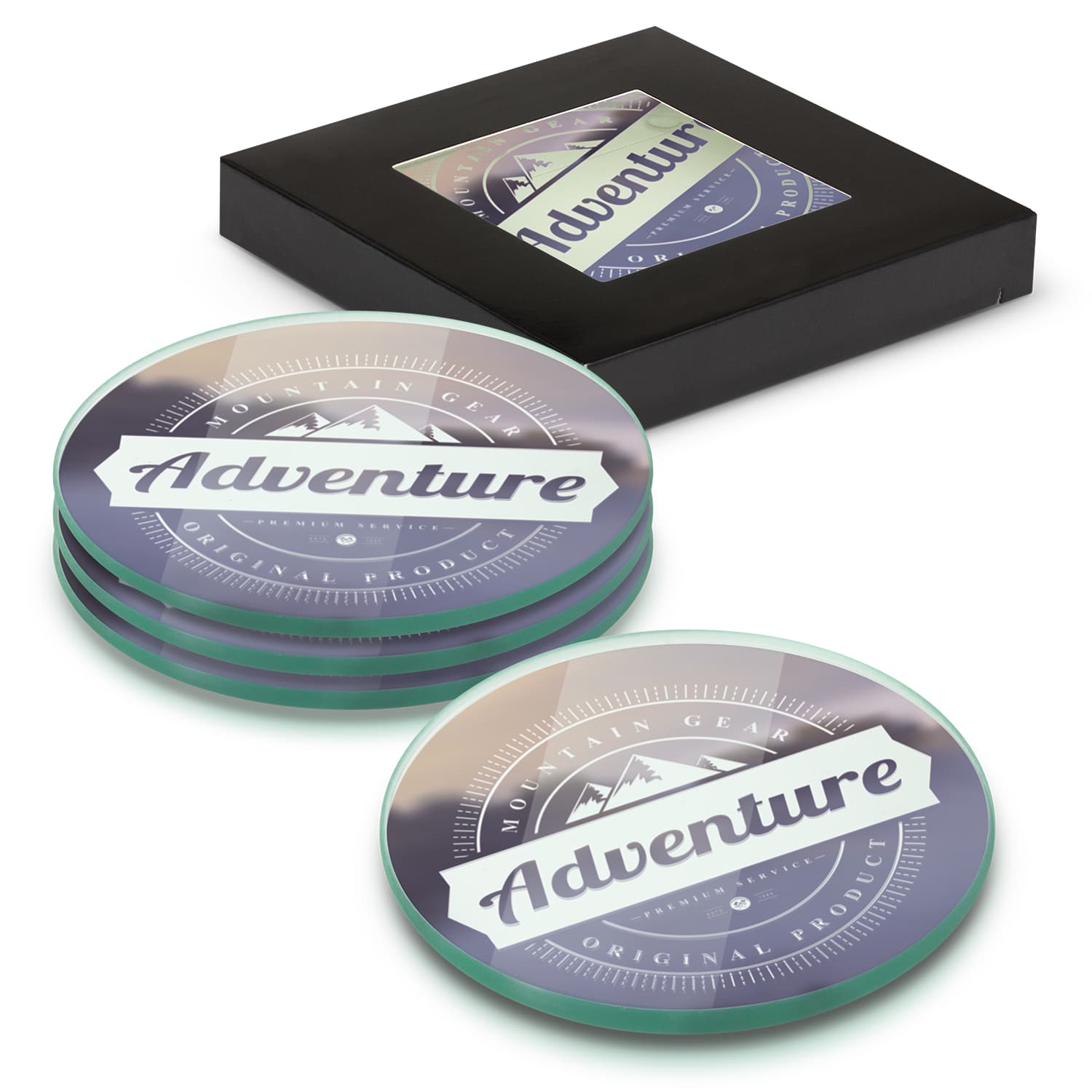 Venice Glass Coaster - Set of 4 - Round - Full Colour · Product view