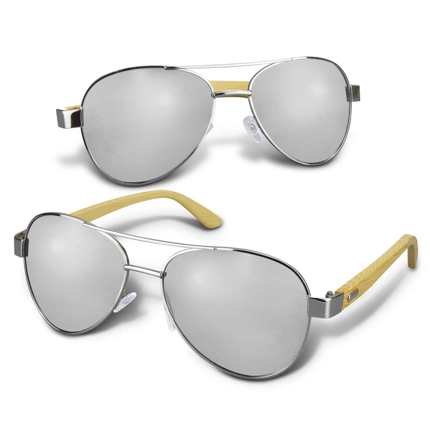 Aviator Mirror Lens Sunglasses - Bamboo · Product view