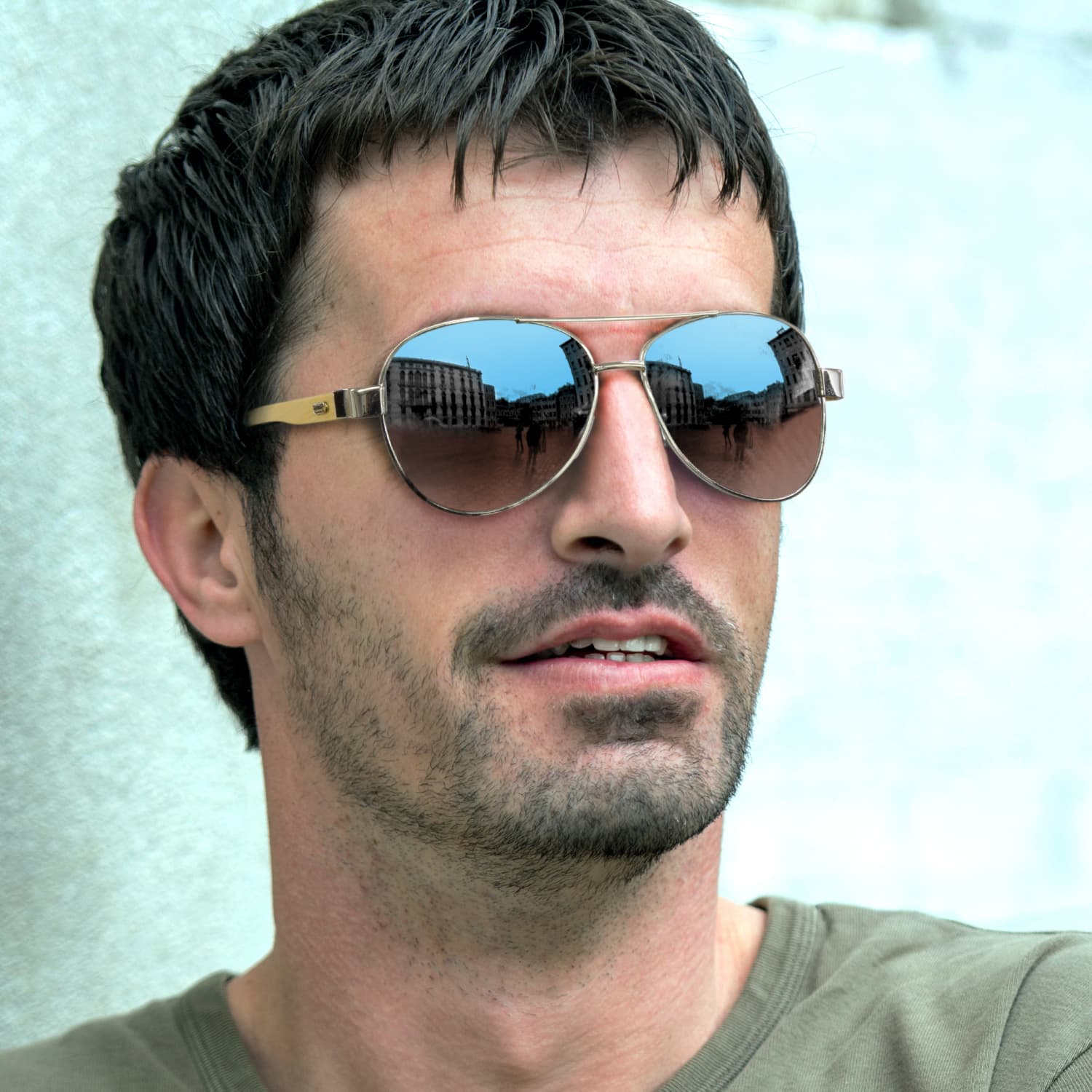 Aviator Mirror Lens Sunglasses - Bamboo · Product view