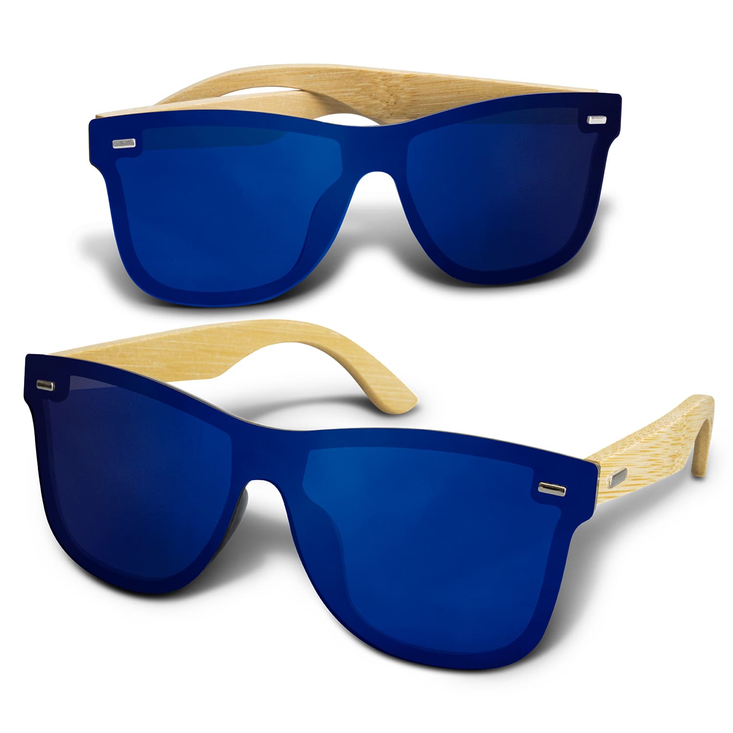 Ryder Mirror Lens Sunglasses - Bamboo · Blue · front