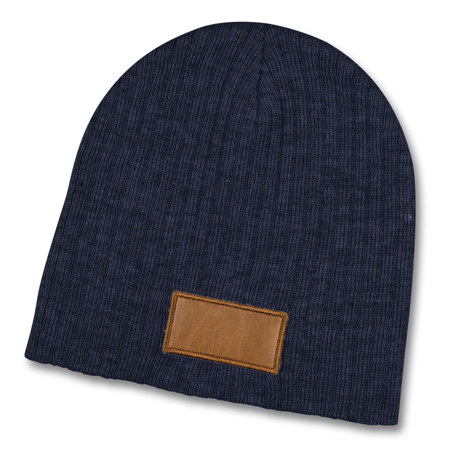Nebraska Heather Cable Knit Beanie With Patch · Heather Navy/Brown · colour reference