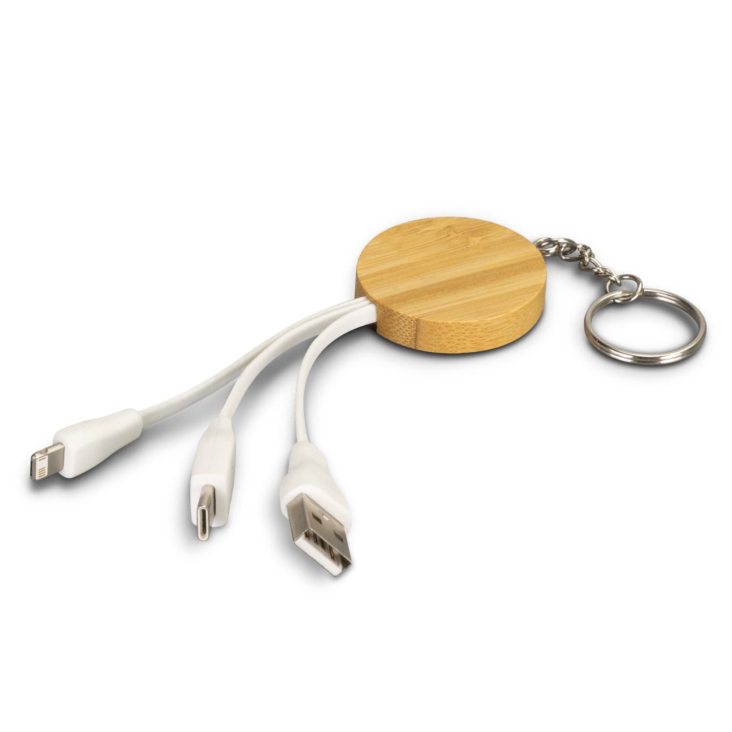 Bamboo Charging Cable Key Ring - Round · Product view