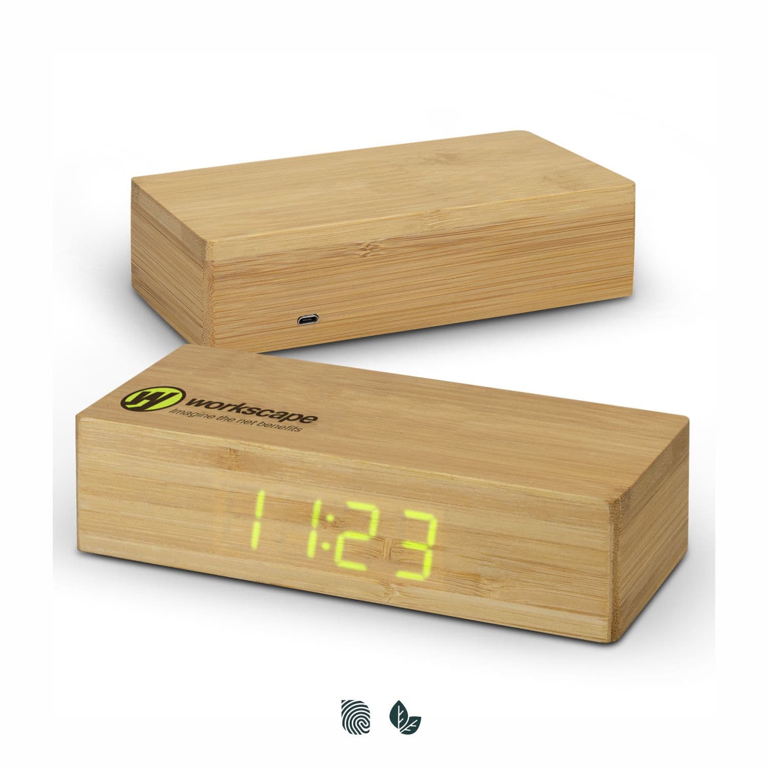 Bamboo Wireless Charging Clock · Product view