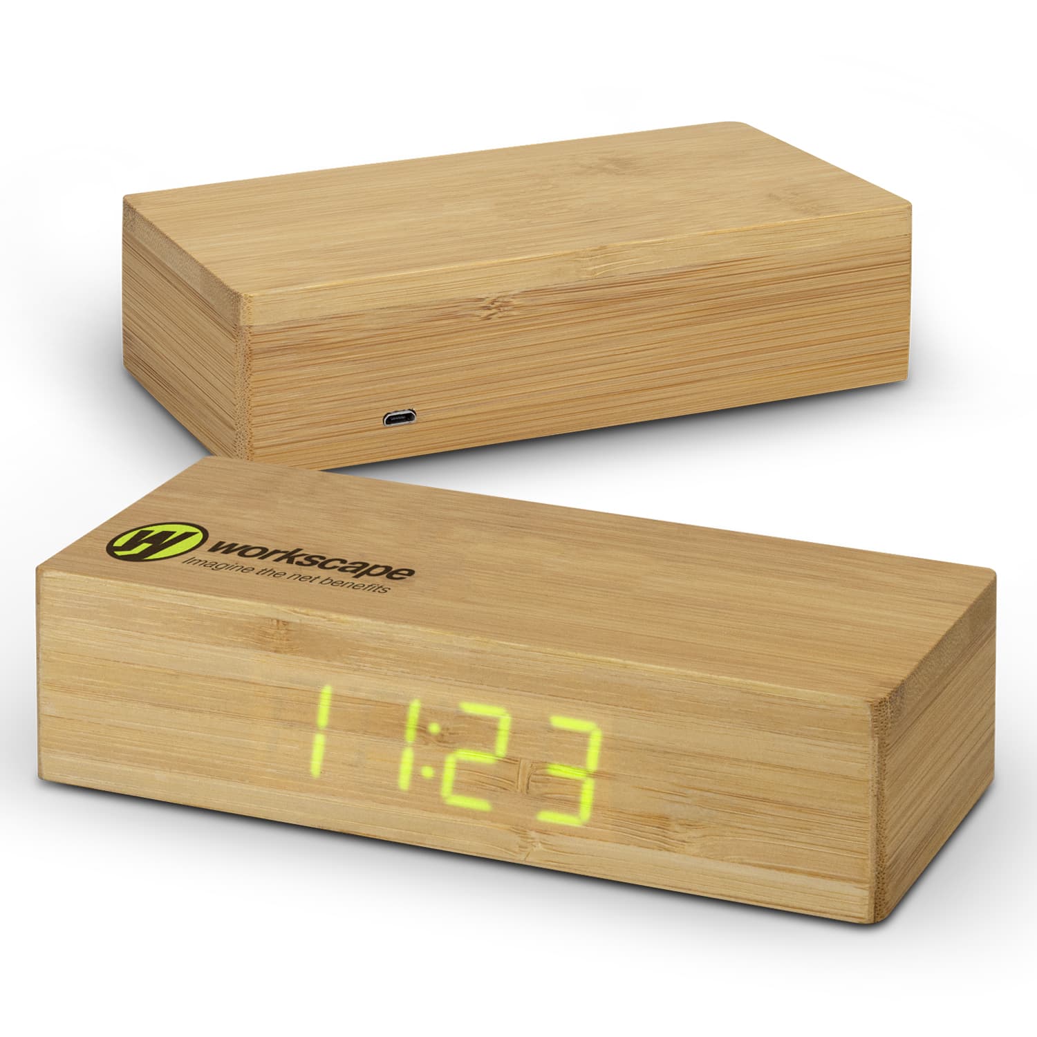 Bamboo Wireless Charging Clock · Product view