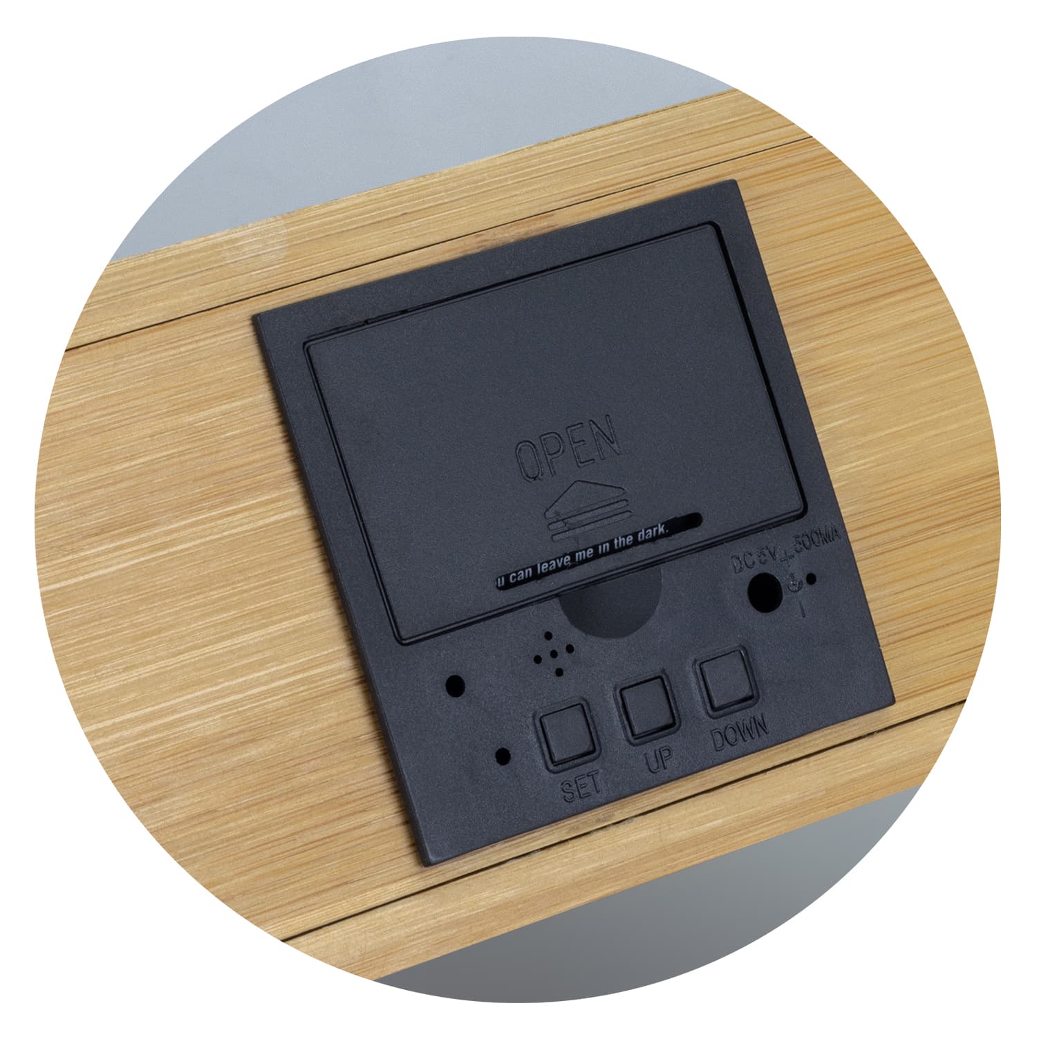 Bamboo Wireless Charging Clock · Product view