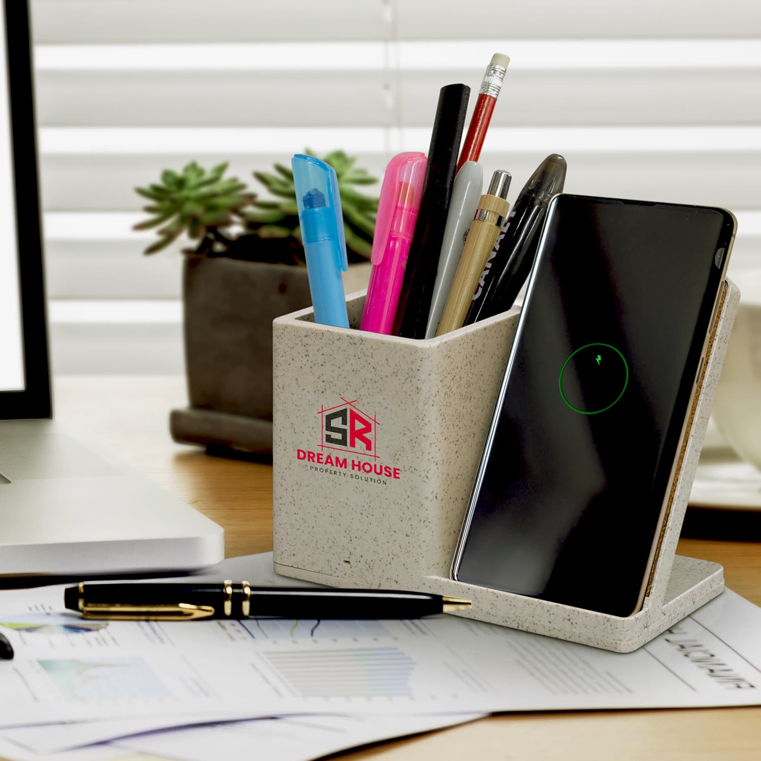 NATURA Oaken Wireless Charger Desk Caddy · Product view