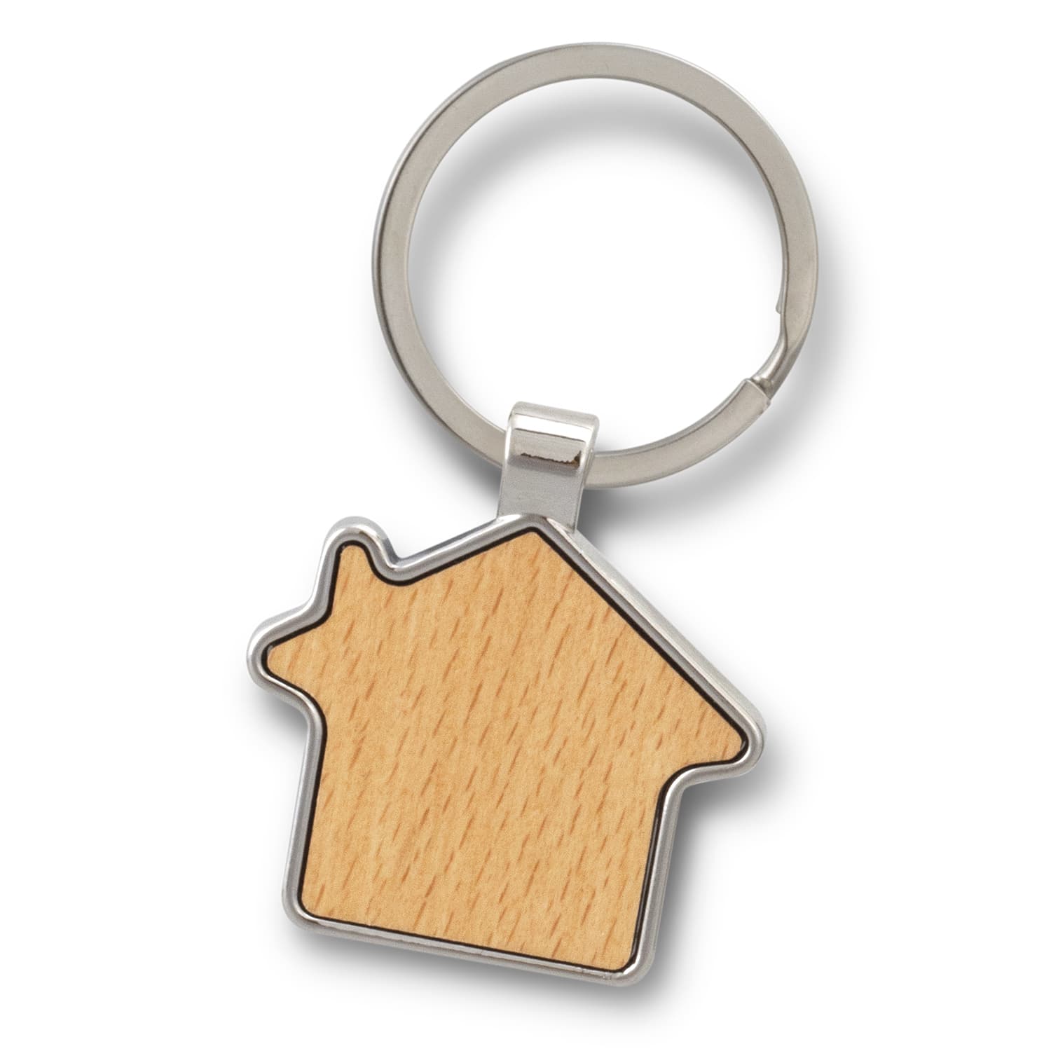Santo House Shaped Key Ring · Silver/Natural · front