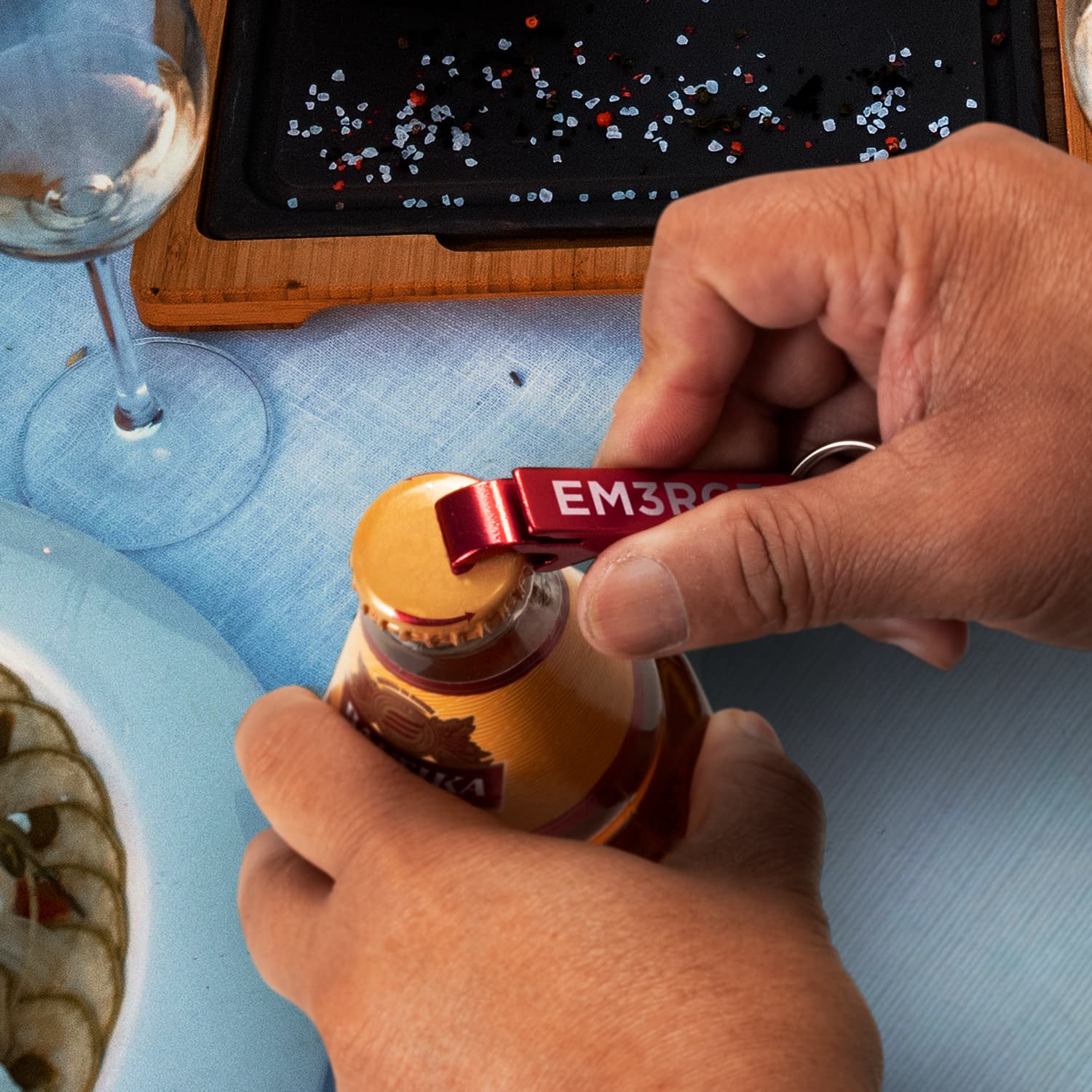 Snappy Metal Bottle Opener Key Ring · Product view