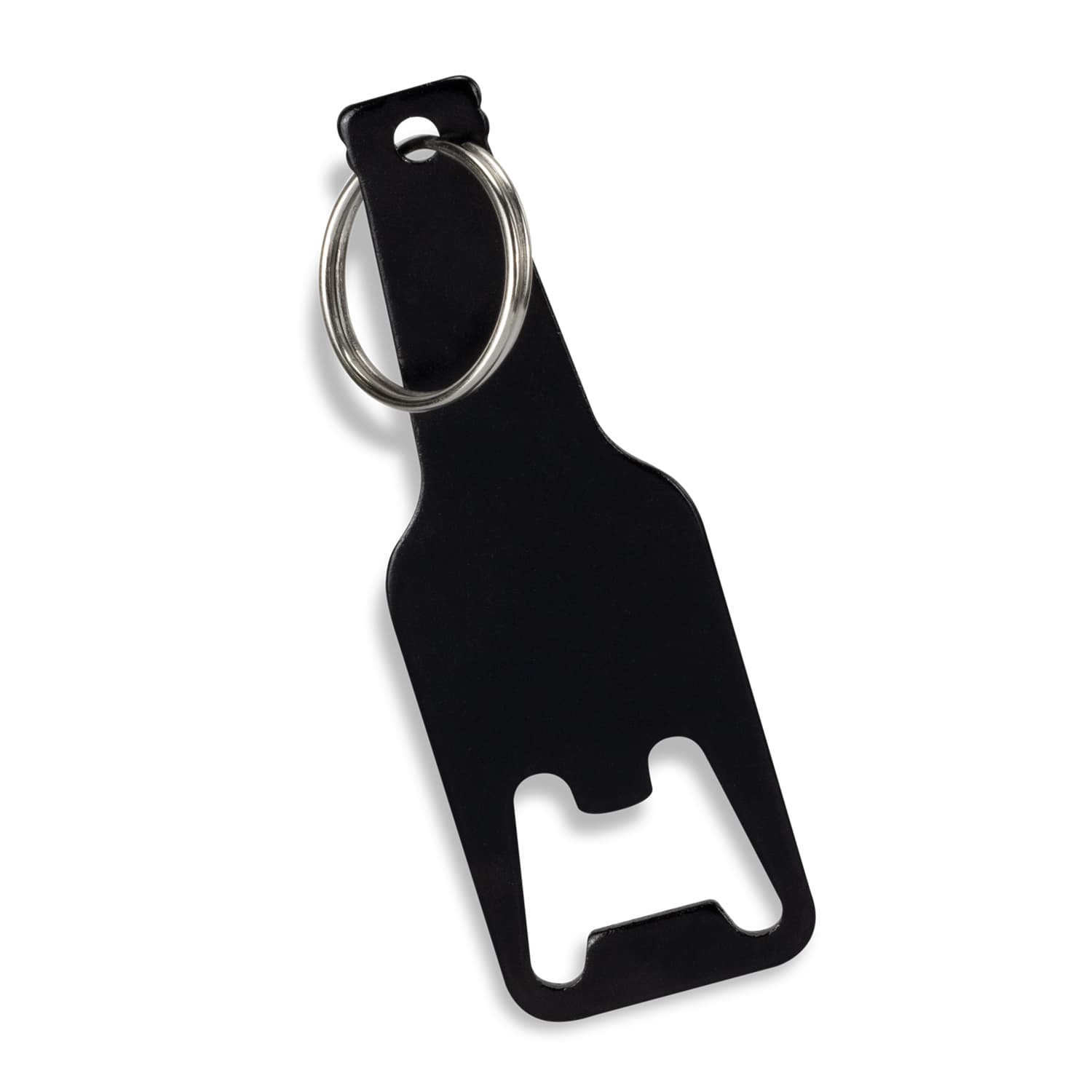 Beverage Bottle Opener Key Ring · Black · front