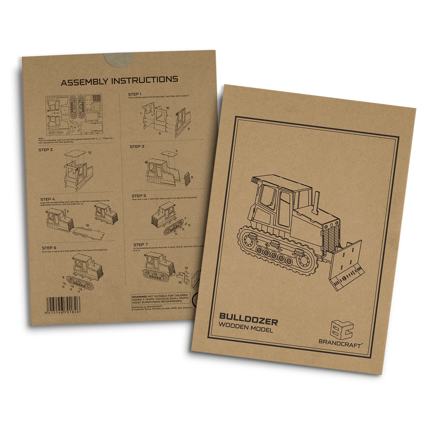 BRANDCRAFT Bulldozer Wooden Model · Product view