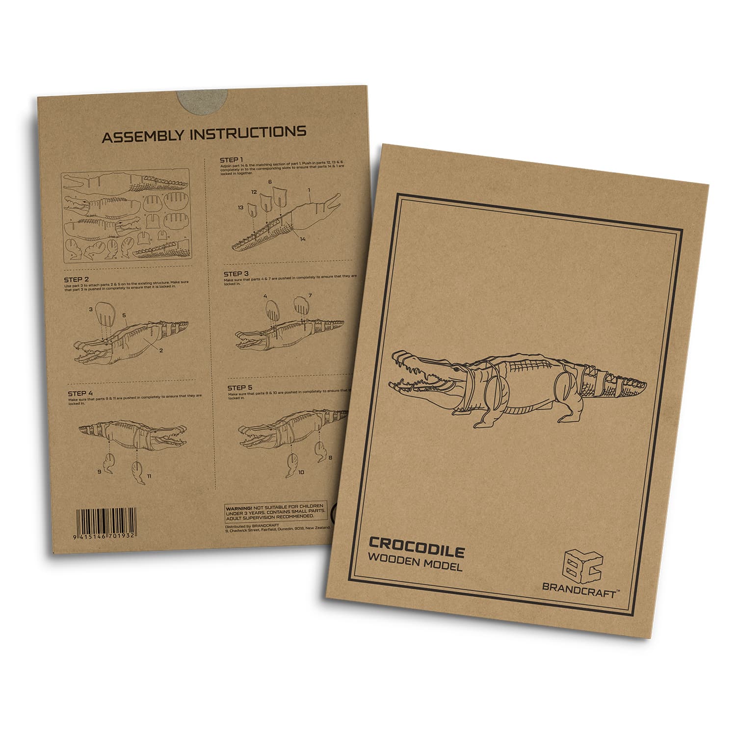 BRANDCRAFT Crocodile Wooden Model · Product view