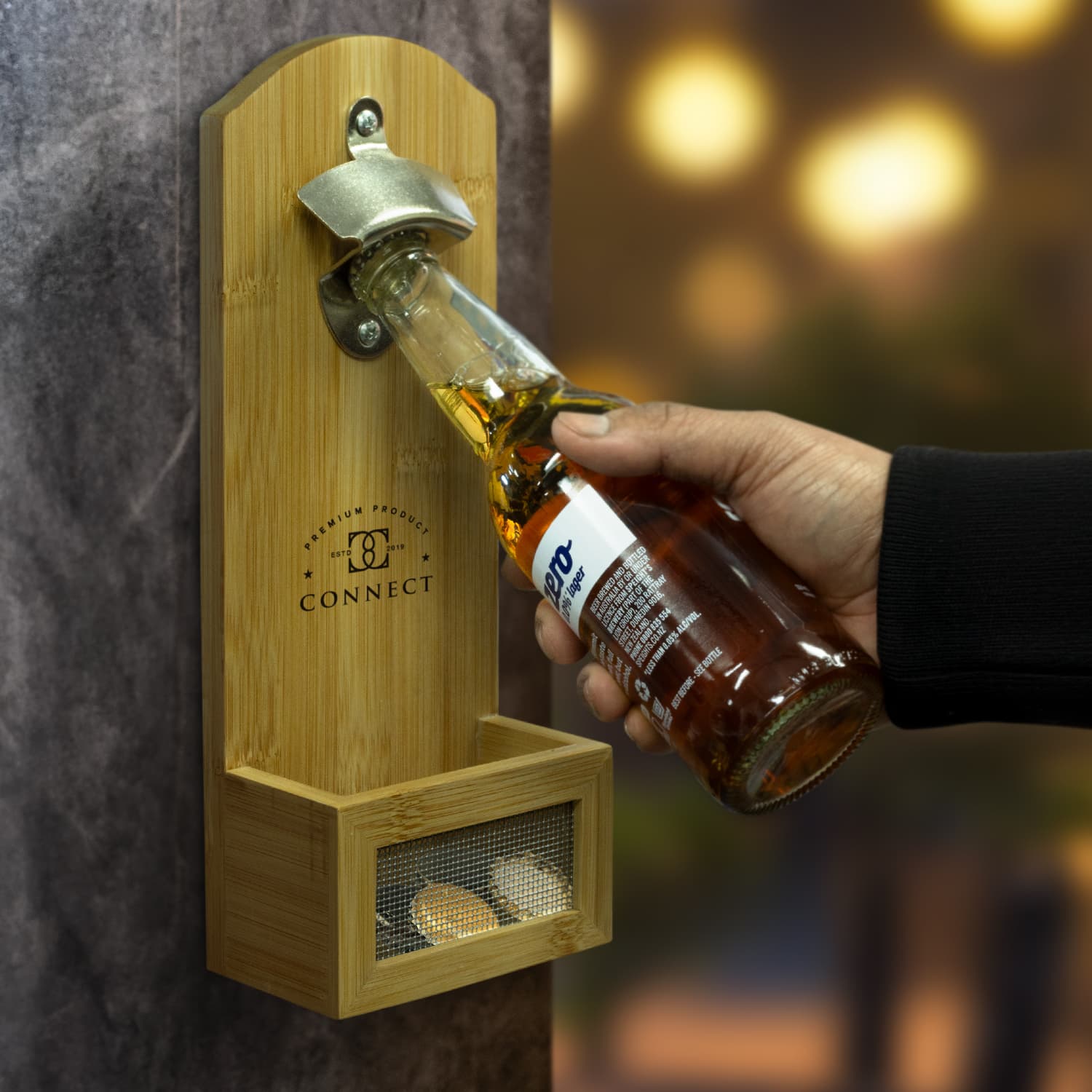 NATURA Bamboo Wall Mounted Bottle Opener · Product view