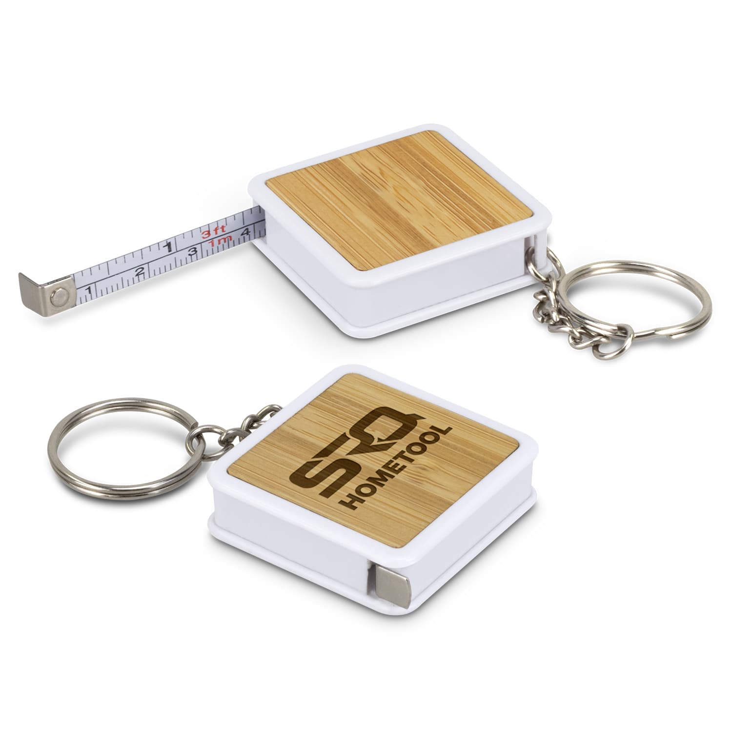Bamboo Tape Measure Key Ring · Product view