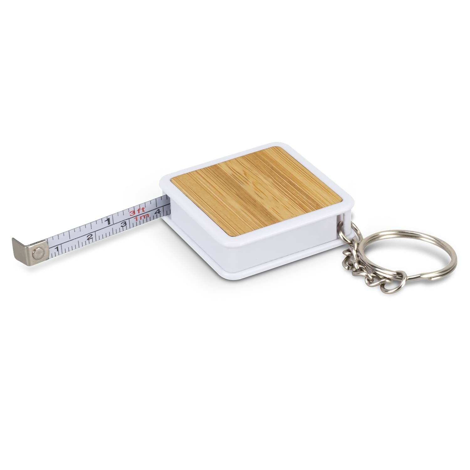 Bamboo Tape Measure Key Ring · Product view