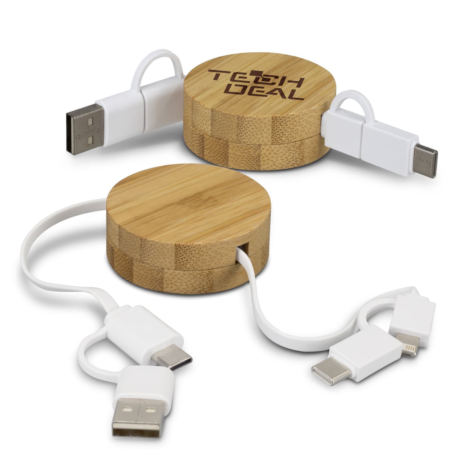 Bamboo Retractable Charging Cable · Product view