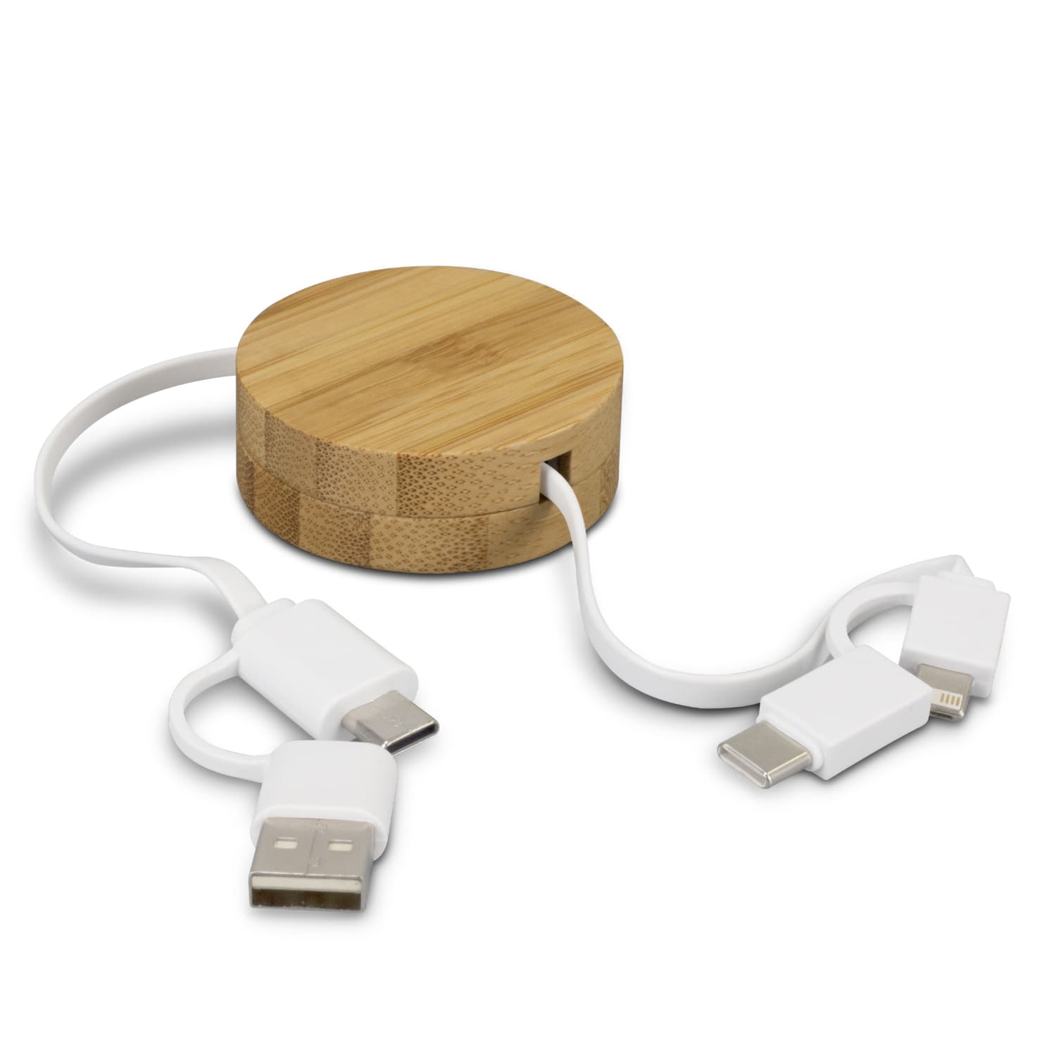 Bamboo Retractable Charging Cable · Product view
