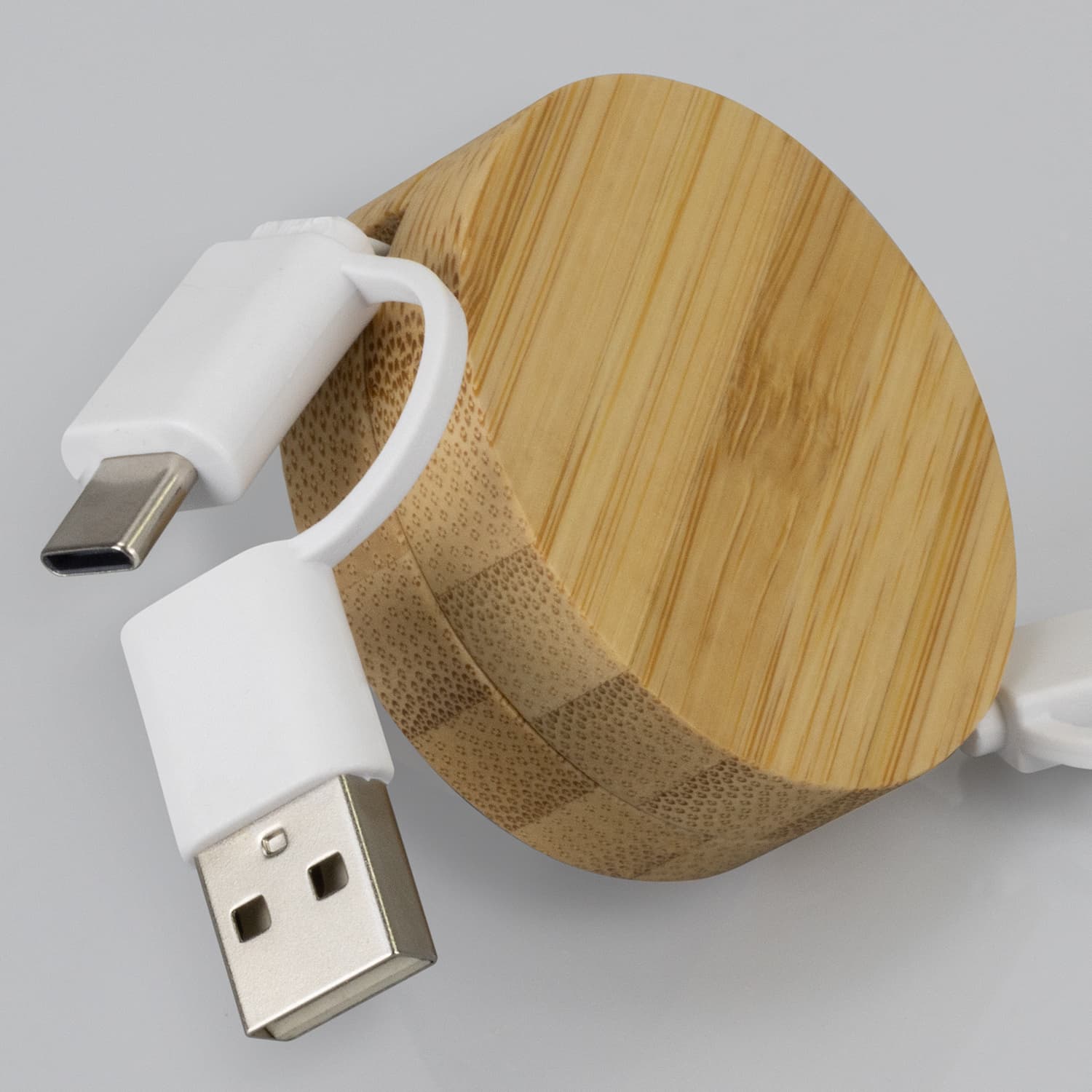 Bamboo Retractable Charging Cable · Product view