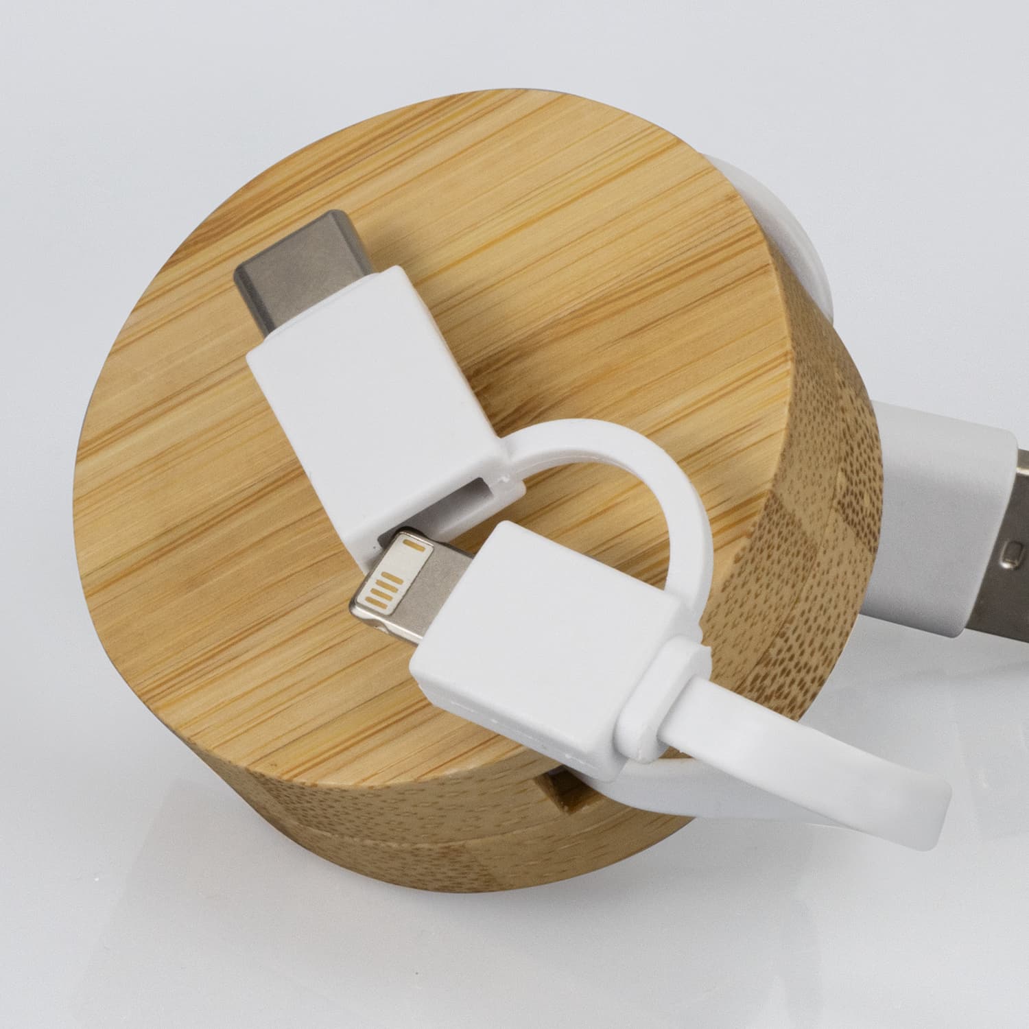 Bamboo Retractable Charging Cable · Product view