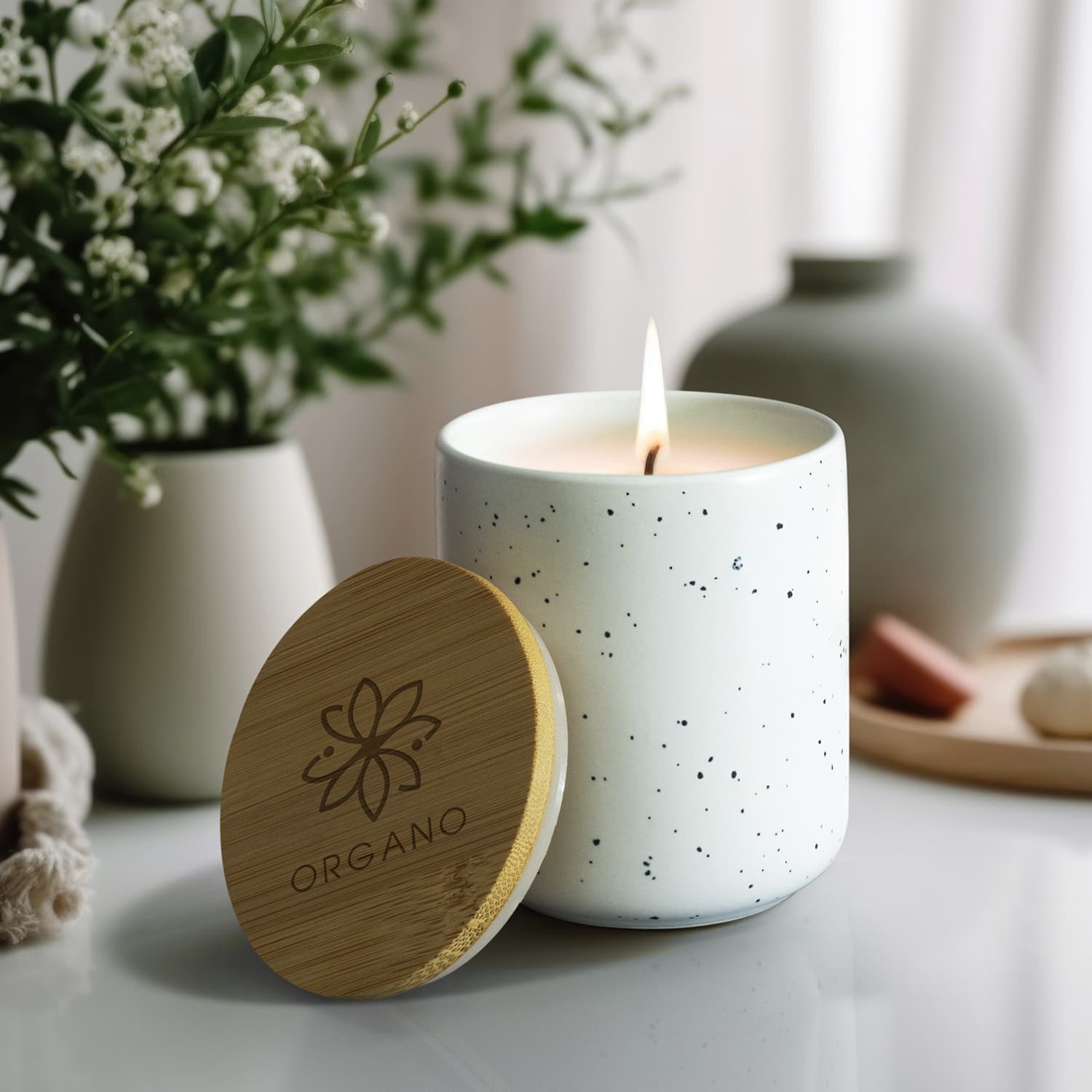 NATURA Candle with Bamboo Lid · Product view