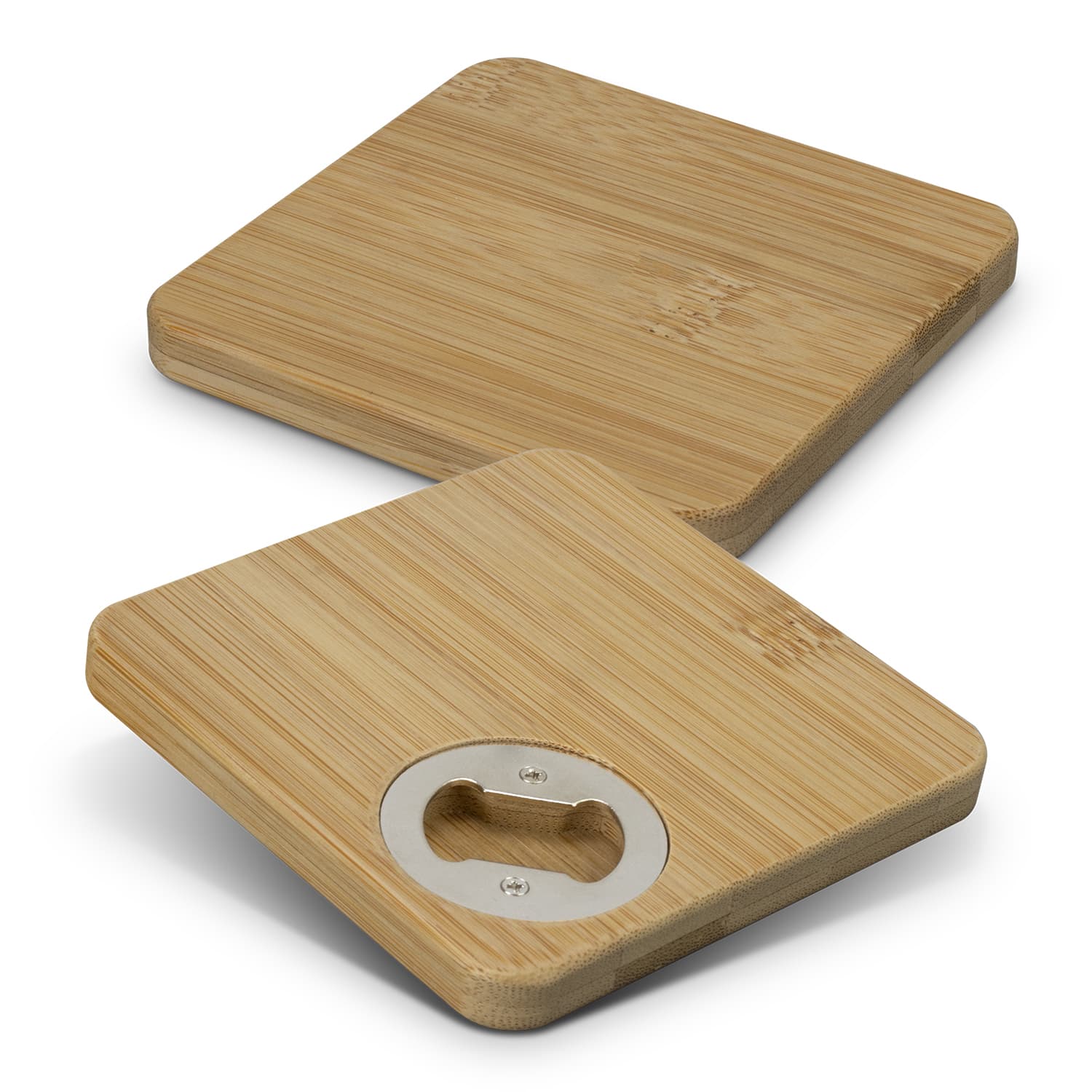 Bamboo Bottle Opener Coaster - Set of 2 - Square · Product view