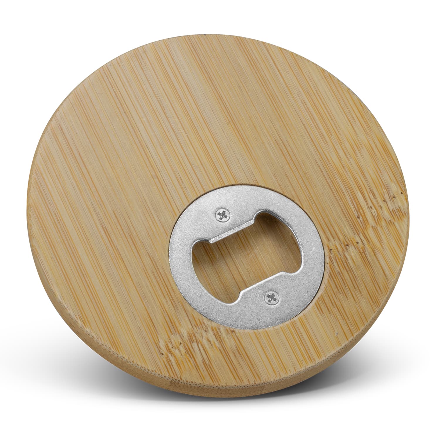 Bamboo Bottle Opener Coaster - Round · Product view