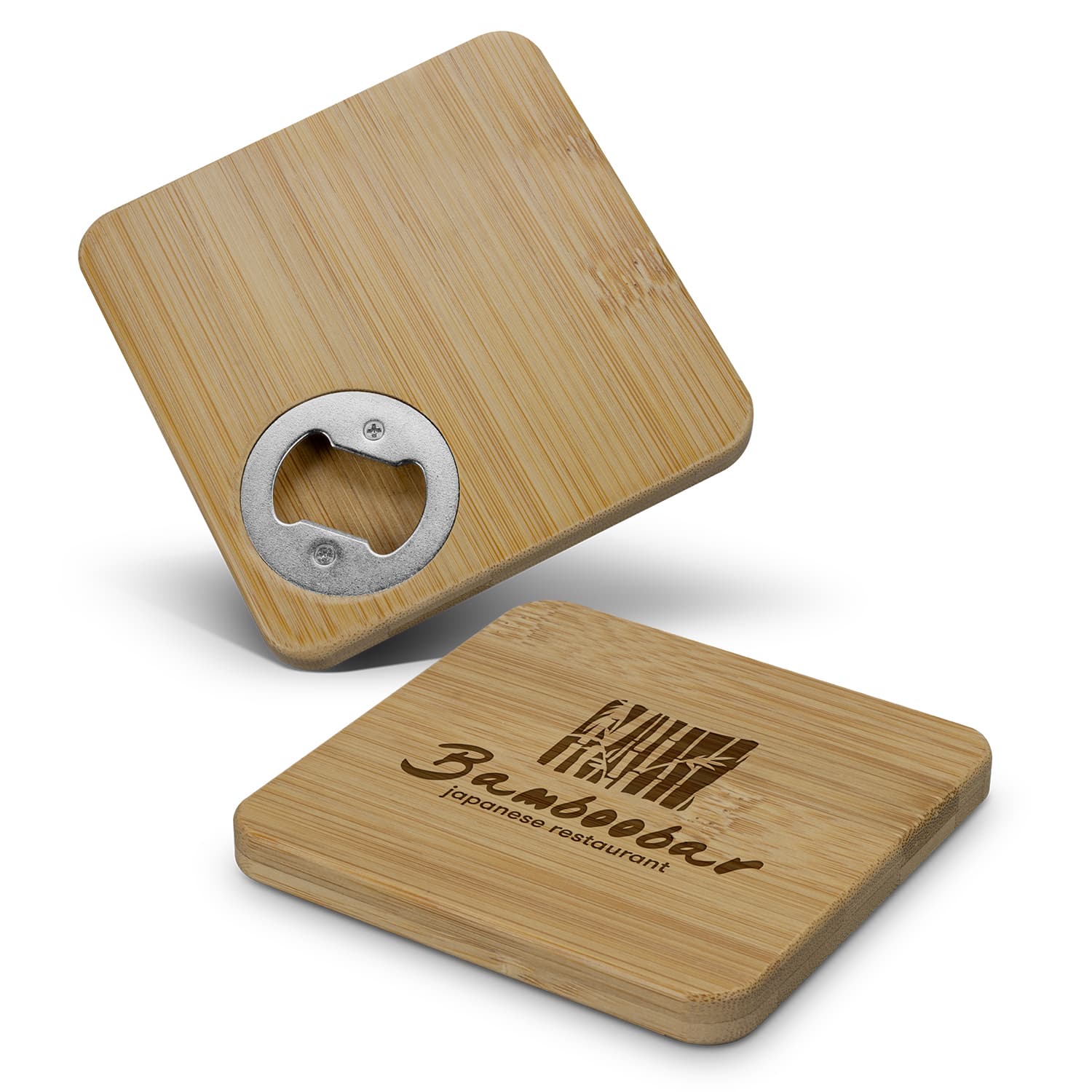 Bamboo Bottle Opener Coaster - Square · Product view