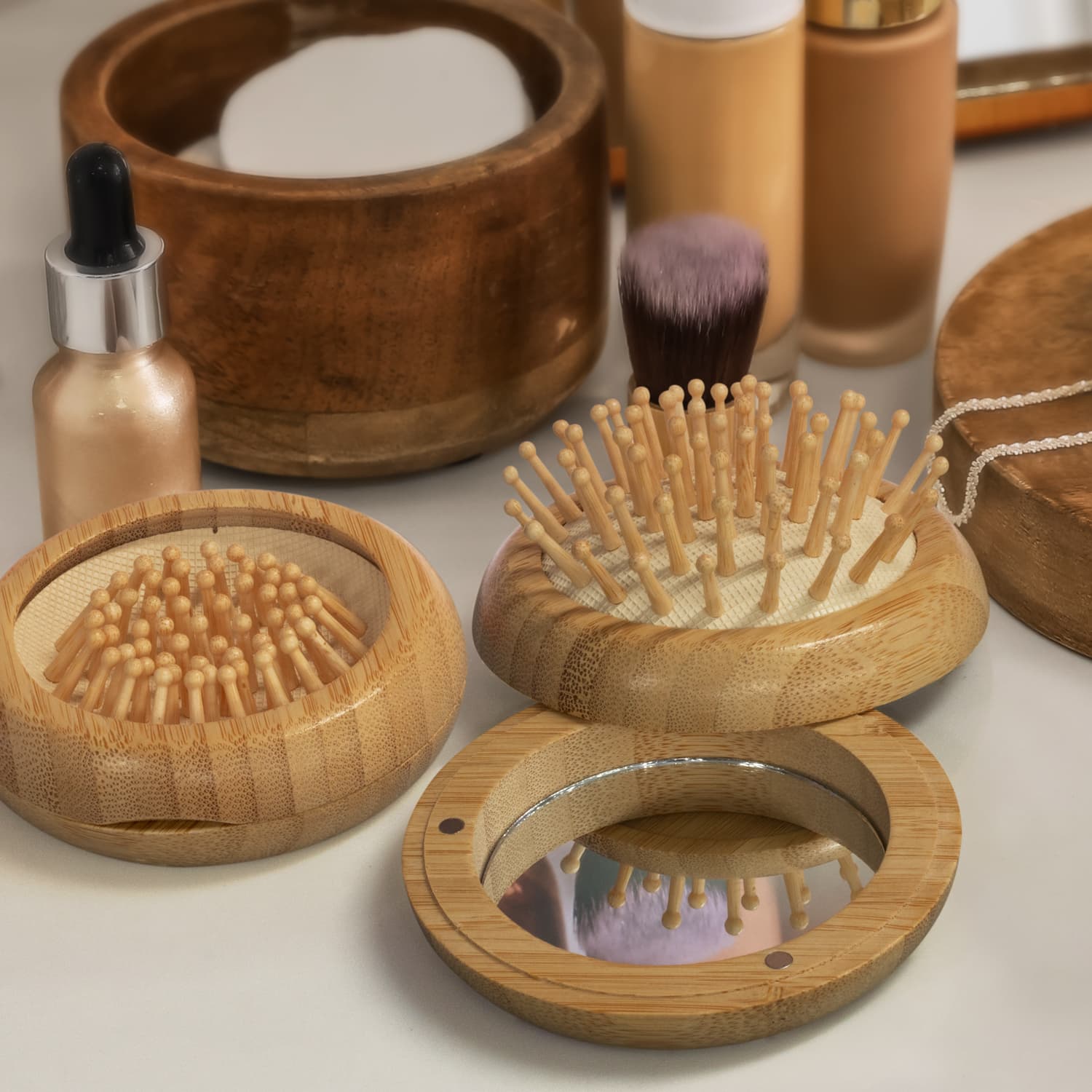 NATURA Bamboo Brush and Mirror · Product view