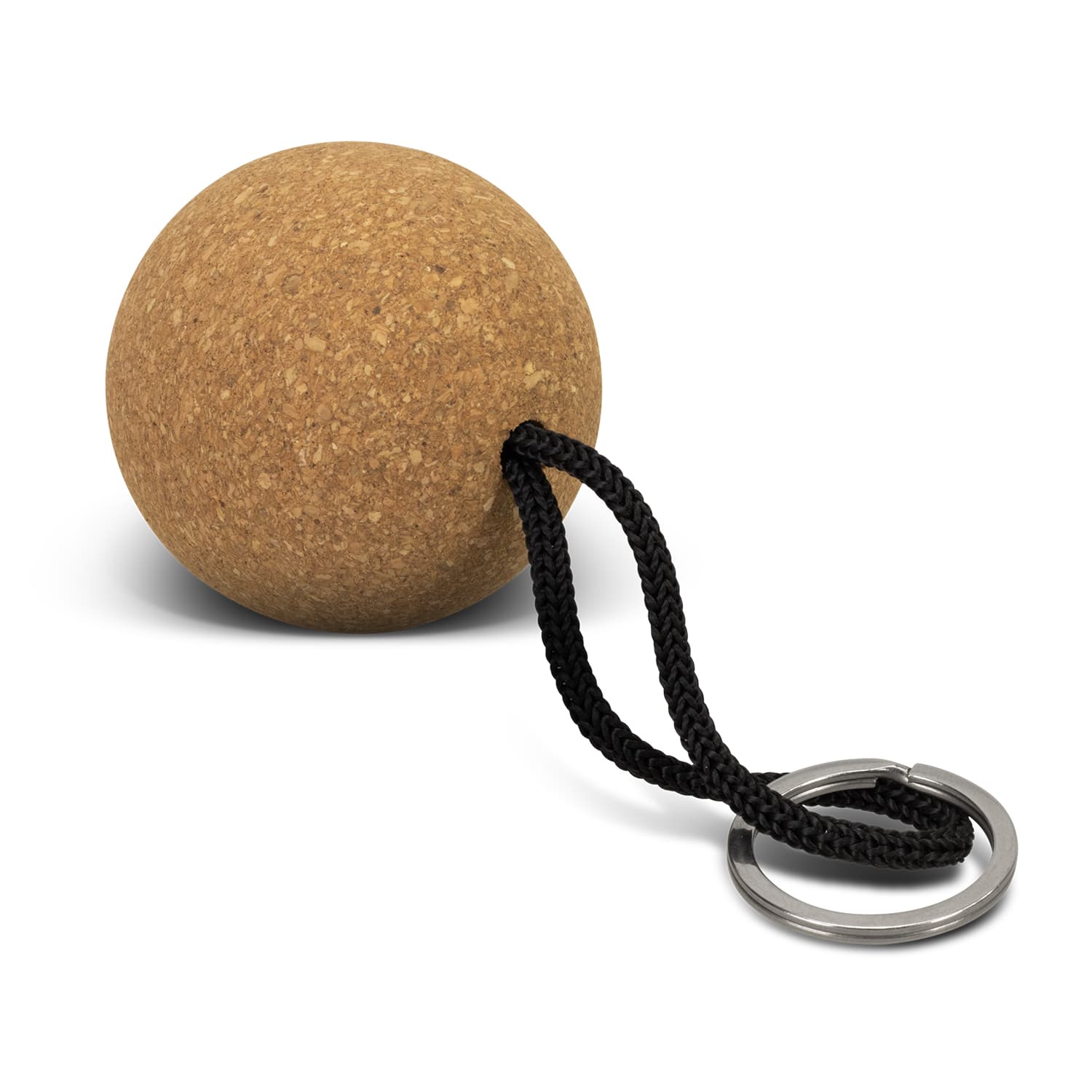 Cork Floating Key Ring - Round · Natural/Black · front