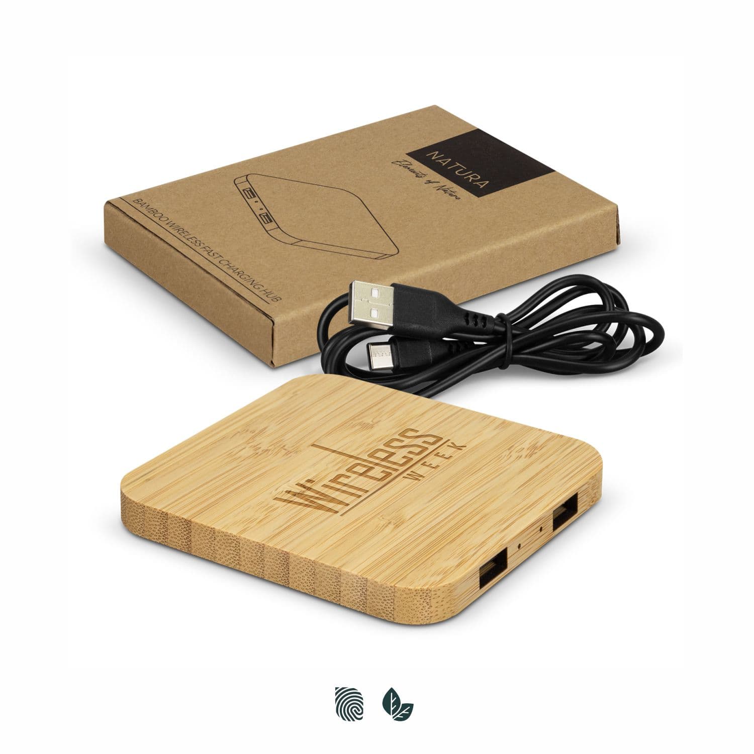 NATURA Bamboo Wireless Fast Charging Hub · Product view