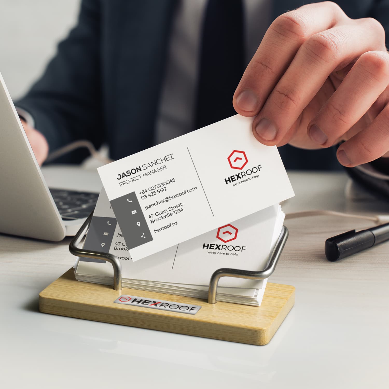 Bamboo Business Card Stand · Product view