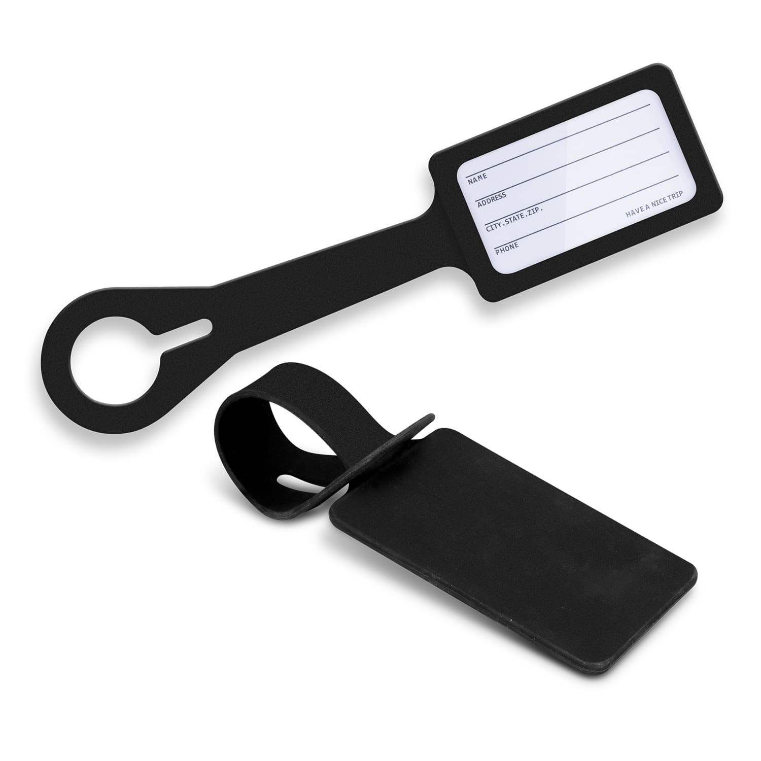 Silicone Luggage Tag · Black · front