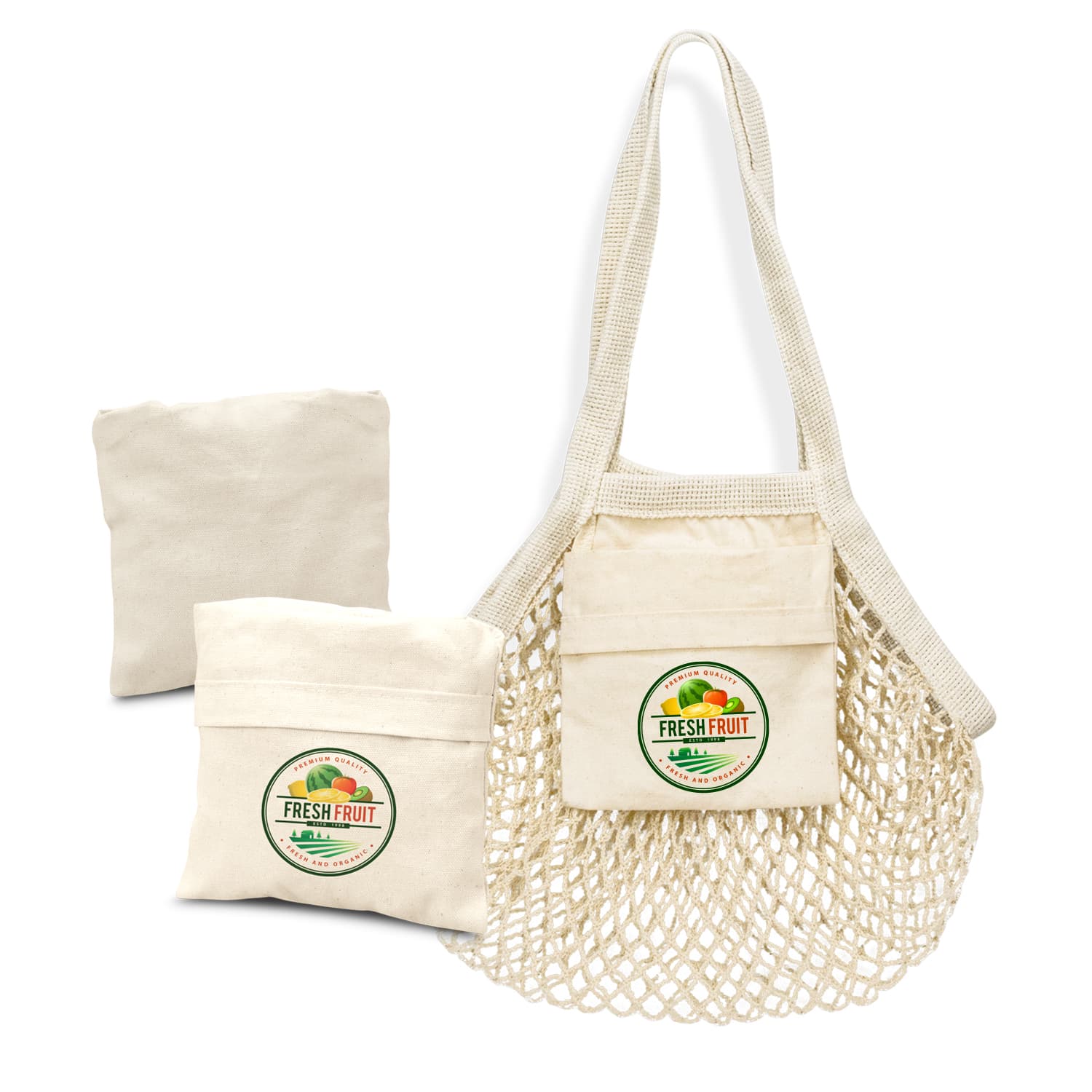 Cotton Mesh Foldaway Tote Bag Small · Product view