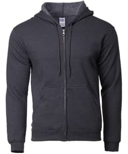Asian Fit Adult Full Zip Hooded Sweatshirt · Dark Heather · colour reference