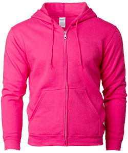 Asian Fit Adult Full Zip Hooded Sweatshirt · Heliconia · colour reference