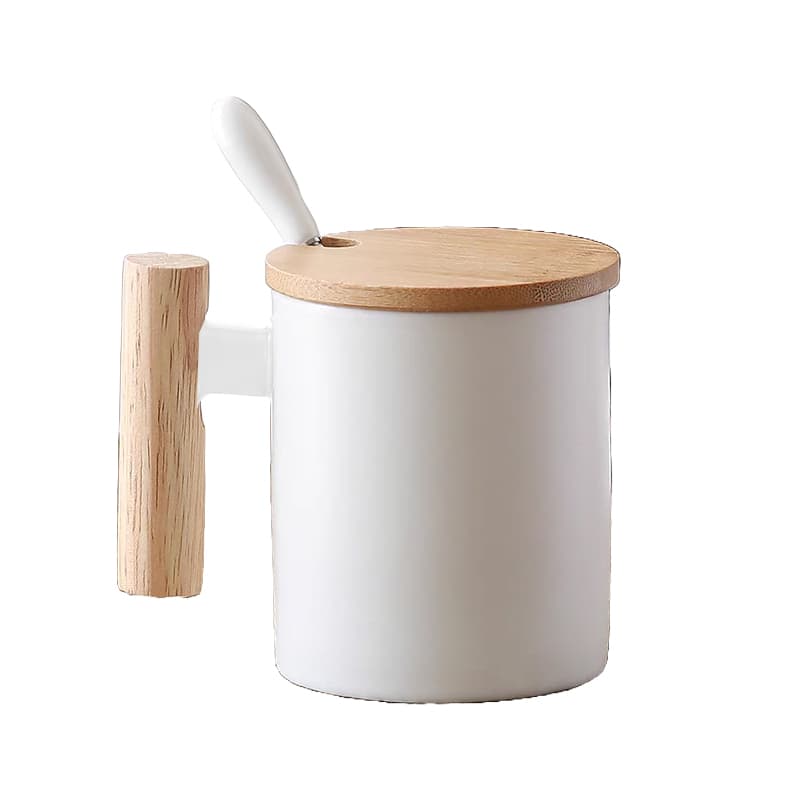 WoodLid Ceramic Mug with Spoon 400ml · Product view